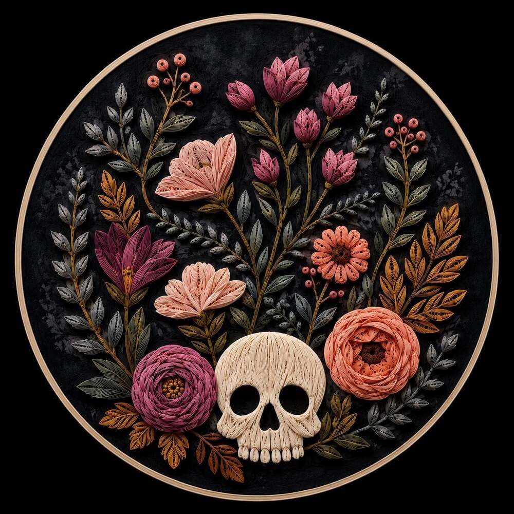8 X 8 Black Framed Quilled Floral D 01 B
